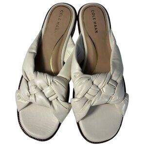 Cole Haan Womens 9.5 Narrow Anica Lux Ivory Knotted Slide Sandals Leather Upper